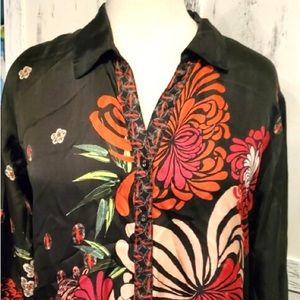 Johnny Was Silk Floral Blouse